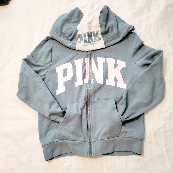 PINK Victoria's Secret Tops - VS Pink Teal and White Full Zip UC sz S